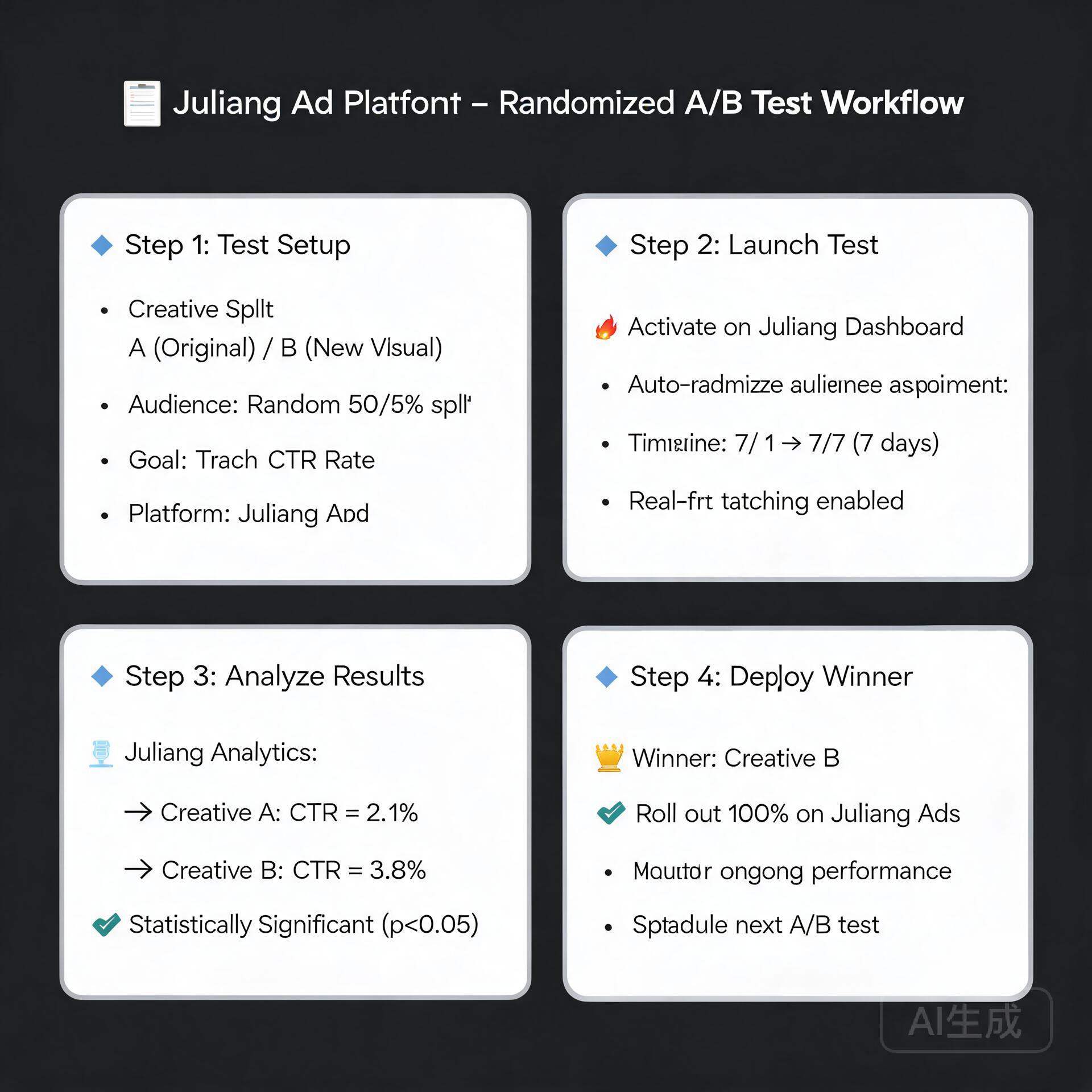 Step-by-step workflow of randomized A/B testing fo