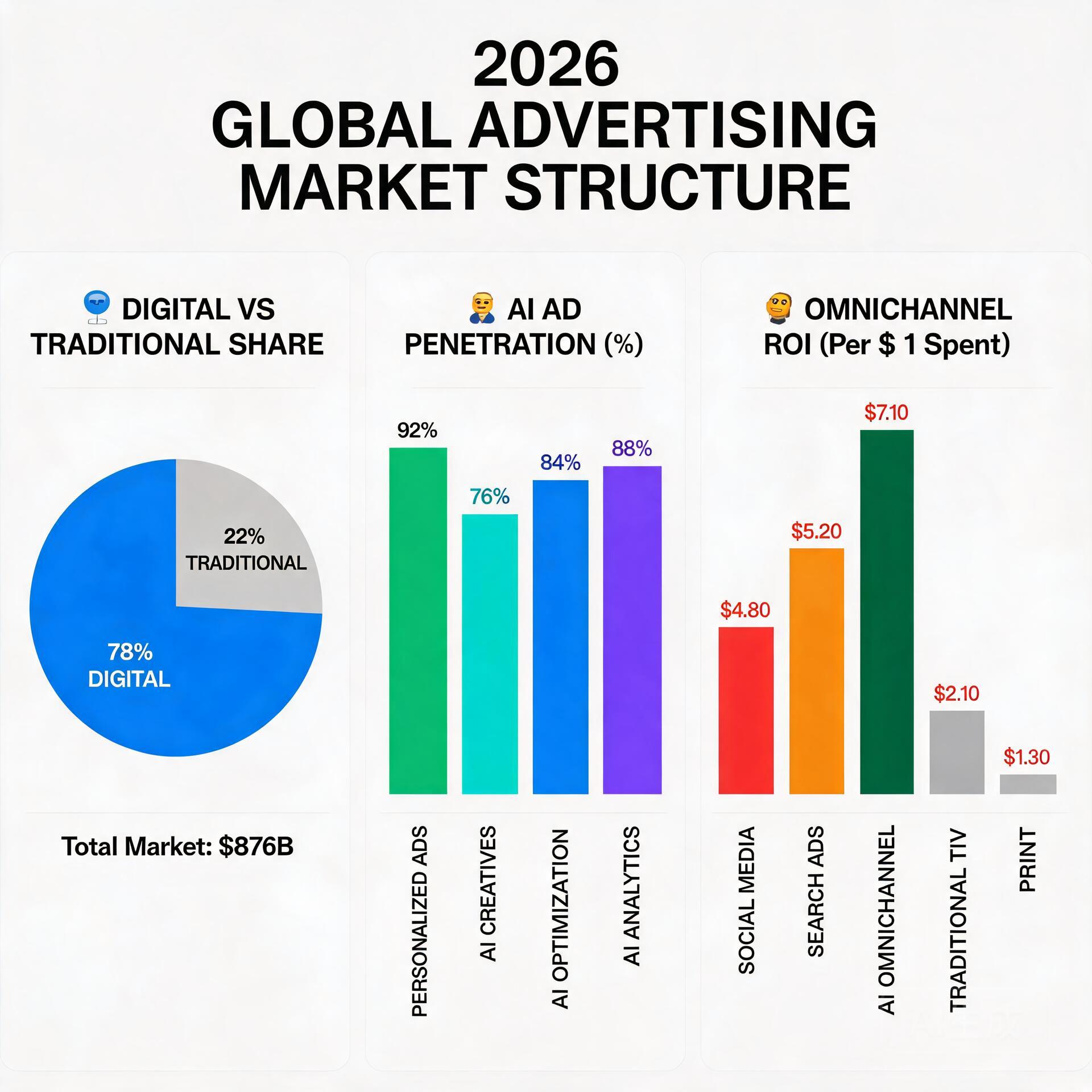 2026 global advertising market structure infograph
